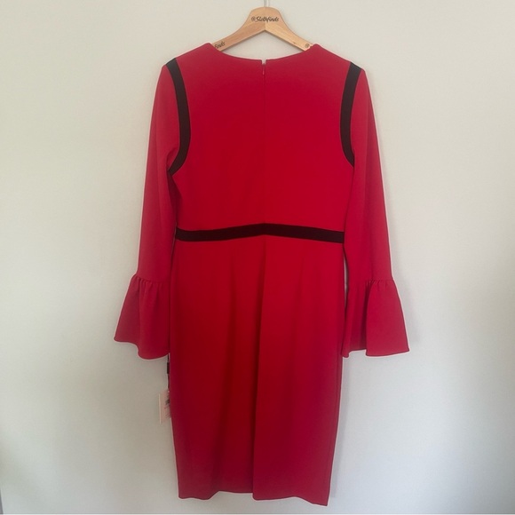 Calvin Klein Color-Blocked Bell Sleeve Sheath Dress- Red & Black- Size 10- NWT - Picture 12 of 12